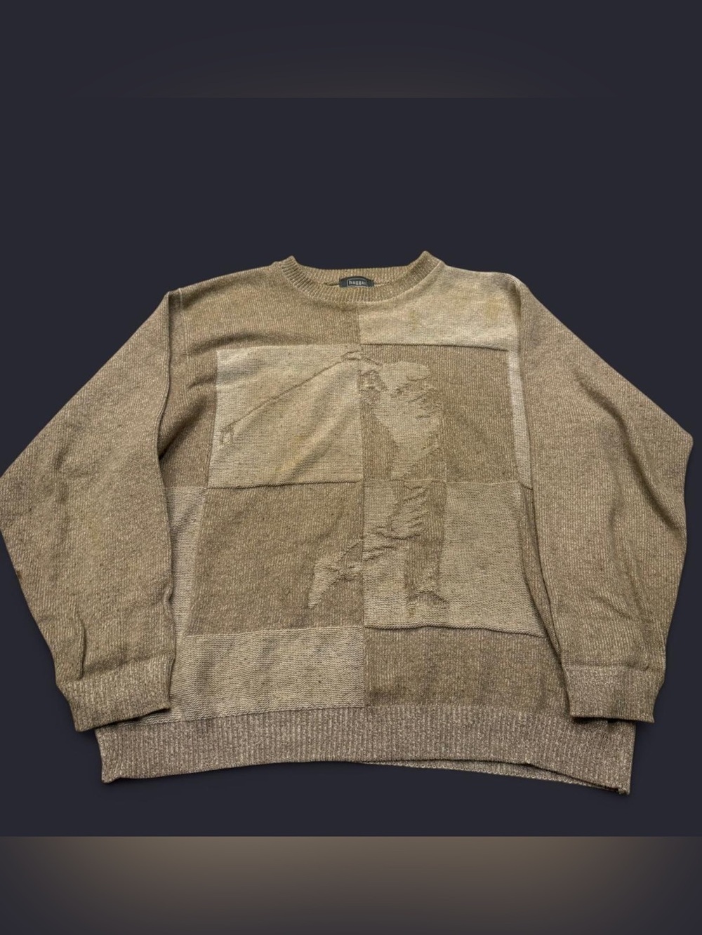 Men's Neutral Patchwork Crewneck Sweater